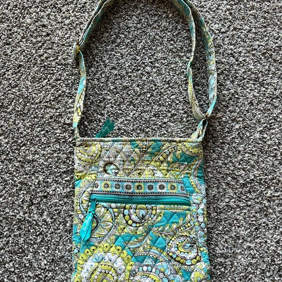 Y2K Vera Bradley Crossbody Bag with Blue And Yellow Paisley Boho Print - Picture 1 of 8